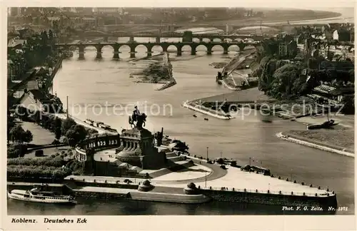 AK / Ansichtskarte Koblenz_Rhein Deutsches Eck Kaiser Wilhelm Denkmal Moselmuendung Serie Der Deutsche Rhein Koblenz_Rhein