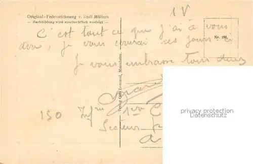 AK / Ansichtskarte Worms_Rhein Raschitor Original Federzeichnung von Rudi Muellers Kuenstlerkarte Worms Rhein