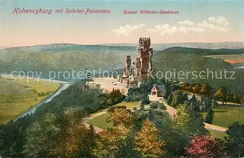 AK / Ansichtskarte Hohensyburg Kaiser Wilhelm Denkmal mit Ruhrtal Hohensyburg
