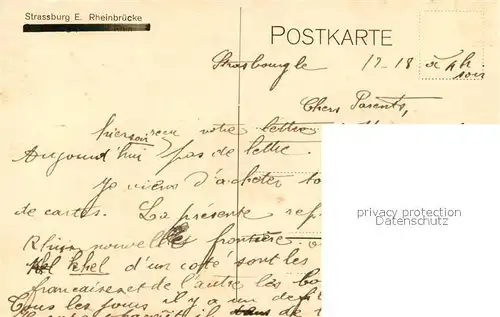AK / Ansichtskarte Strassburg_Elsass Rheinbruecke Strassburg Elsass