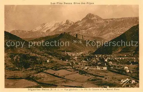 AK / Ansichtskarte Digne les Bains Vue generale Pic de Couars et Cheval Blanc Alpes Digne les Bains