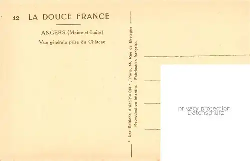 AK / Ansichtskarte Angers Vue generale prise du Chateau Eglise Angers