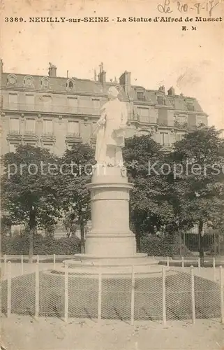 AK / Ansichtskarte Neuilly sur Seine Statue d Alfred de Musset Monument Neuilly sur Seine