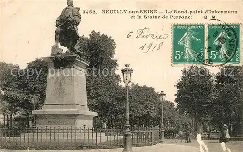 AK / Ansichtskarte Neuilly sur Seine Rond point d Inkermann Statue de Perronet Neuilly sur Seine