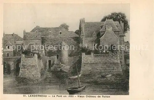 AK / Ansichtskarte Landerneau Le Pont en 1890 Vieux Chateau de Rohan Dessin Kuenstlerkarte Landerneau