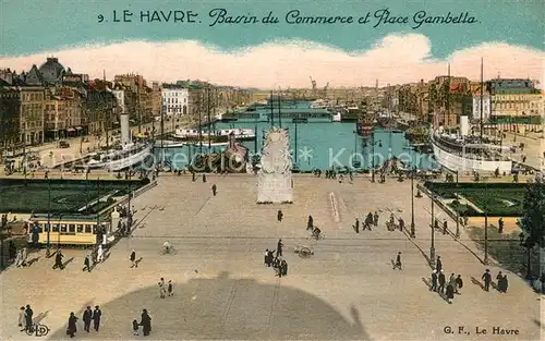 AK / Ansichtskarte Le_Havre Bassin du Commerce et Place Gambetta Le_Havre