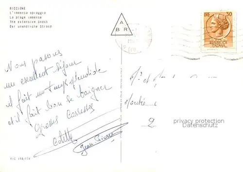 AK / Ansichtskarte Riccione Spiaggia Strand Uferstrasse Riccione