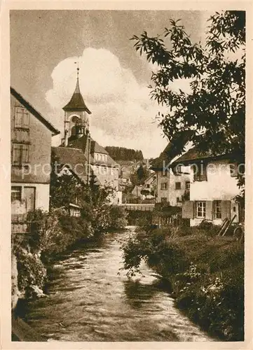 AK / Ansichtskarte Lenzkirch Partie im Angel Blick zur Kirche Hoehenluftkurort im Schwarzwald Lenzkirch
