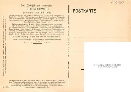 AK / Ansichtskarte Braunschweig 1000jaehrige Hansestadt um Umgebung Karte des Deutschen Reiches Braunschweig