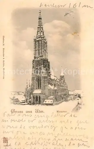 AK / Ansichtskarte Ulm_Donau Muenster Kirche im Winter Deutsche Reichspost Ulm_Donau