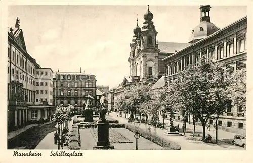 AK / Ansichtskarte Mannheim Schillerplatz Denkmal Kirche Mannheim