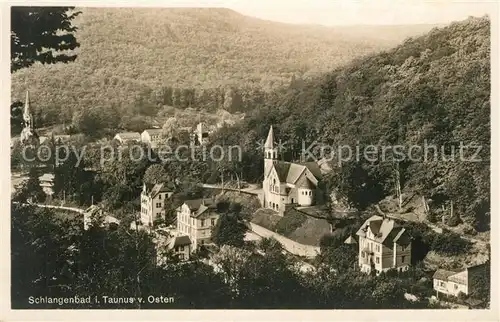 AK / Ansichtskarte Schlangenbad_Taunus Ansicht mit Kirche Schlangenbad_Taunus