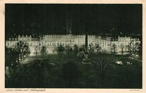 AK / Ansichtskarte Stuttgart Neues Schloss mit Schlossplatz Nachtaufnahme Stuttgart