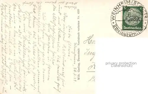 AK / Ansichtskarte Weinheim_Bergstrasse Stadtpanorama mit Wachenburg und Burg Windeck Weinheim_Bergstrasse