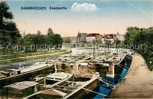 AK / Ansichtskarte Saarbruecken Saarpartie Frachtkaehne Binnenschifffahrt Saarbruecken