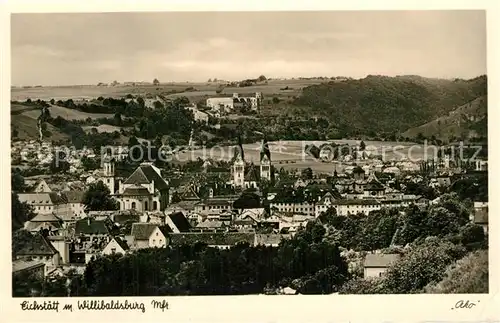 AK / Ansichtskarte Eichstaett_Oberbayern Stadtpanorama mit Blick zur Willibaldsburg Eichstaett_Oberbayern