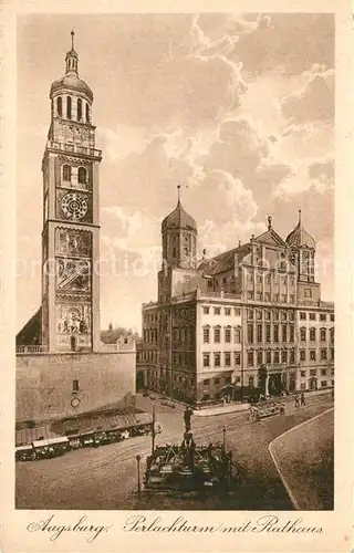 AK / Ansichtskarte Augsburg Perlachturm mit Rathaus Augsburg