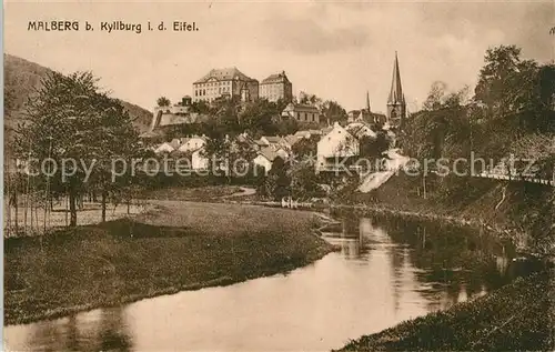 AK / Ansichtskarte Malberg_Eifel Partie an der Kyll Blick zum Ort Malberg Eifel