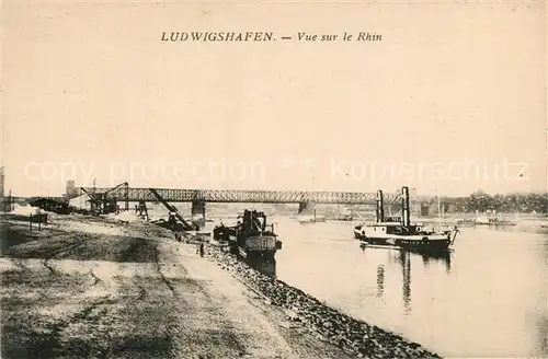 AK / Ansichtskarte Ludwigshafen_Rhein Partie am Rhein Dampfer Bruecke Ludwigshafen Rhein