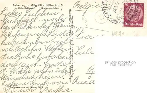 AK / Ansichtskarte Scheidegg_Allgaeu Gesamtansicht mit Alpenpanorama Scheidegg Allgaeu