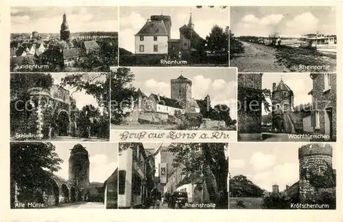 AK / Ansichtskarte Zons Judenturm Rheinturm Rheinufer Schlossruine Wachtturm Kroetschenturm Alte Muehle Zons