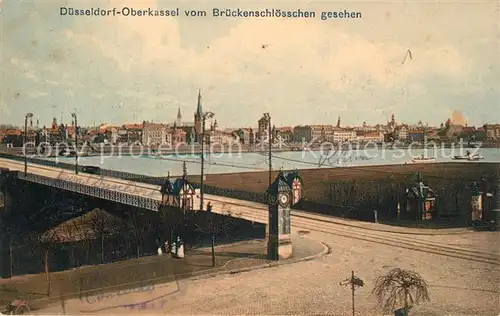 AK / Ansichtskarte Oberkassel_Duesseldorf Rheinbruecke Blick vom Brueckenschloesschen aus Oberkassel Duesseldorf