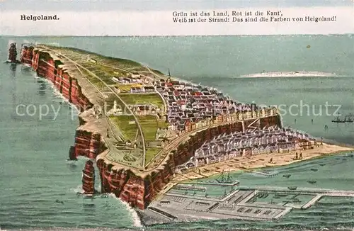 AK / Ansichtskarte Helgoland Nordseeinsel aus der Vogelperspektive Gedicht Illustration Helgoland