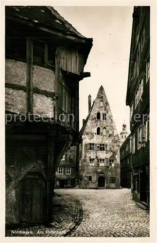AK / Ansichtskarte Noerdlingen Partie am Hafenhaus Altstadt Noerdlingen