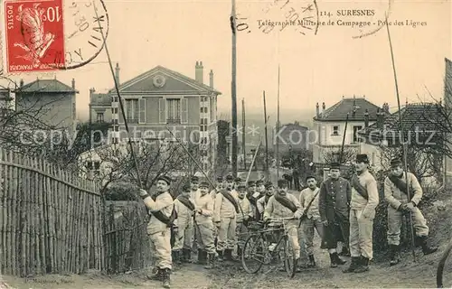 AK / Ansichtskarte Suresnes Telegraph Militaire de Campagne Pose des Lignes Suresnes