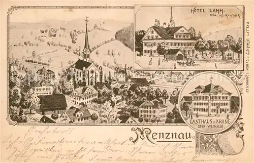 AK / Ansichtskarte Menznau Panorama Hotel Lamm Gasthaus Krone Menznau