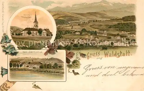AK / Ansichtskarte Waldstatt_AR Kirche Bad Saentisblick Panorama Waldstatt_AR