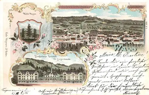 AK / Ansichtskarte Wald_ZH Walder Wappen Zuercherische Heilstaette Panorama Wald_ZH