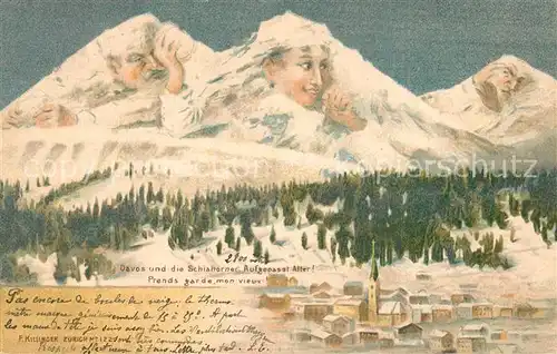 AK / Ansichtskarte Davos_GR und die Schiahoerner Davos_GR