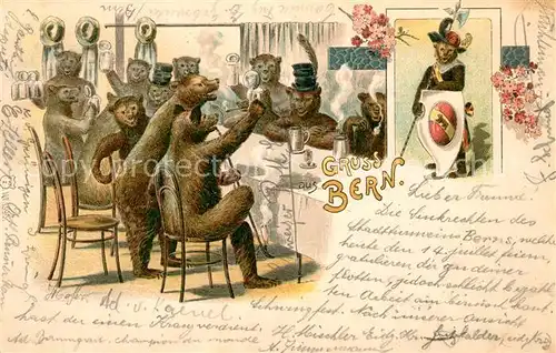 AK / Ansichtskarte Bern_BE Baerenkneipe Karikatur Bern_BE