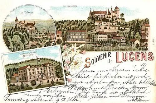 AK / Ansichtskarte Lucens Le Chateau Vue generale Institut Bitterlin Mercuria Lucens