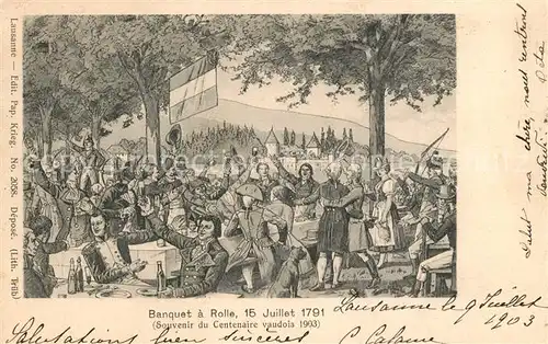 AK / Ansichtskarte Rolle_Vaud Banquet a Rolle Juillet 1791 Rolle_Vaud