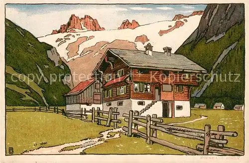AK / Ansichtskarte Engelberg_OW Bauernhaus mit Spannoerter Illustration Engelberg OW