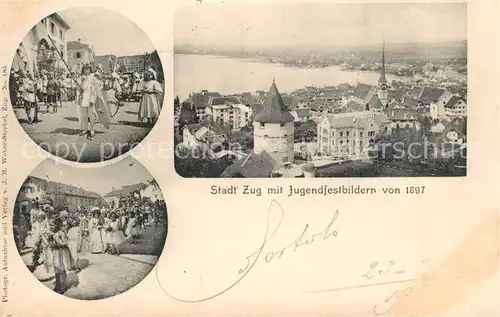 AK / Ansichtskarte Zug_ZG Stadt mit Jugendfestbildern von 1897 Zug_ZG