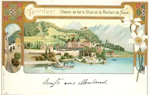 AK / Ansichtskarte Territet Chemin de fer a Glion et le Rocher de Naye Territet