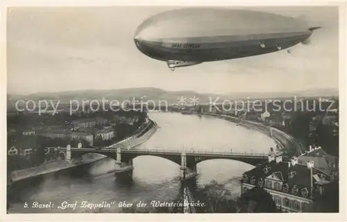 AK / Ansichtskarte Basel_BS Graf Zeppelin ueber der Wettsteinbruecke Basel_BS