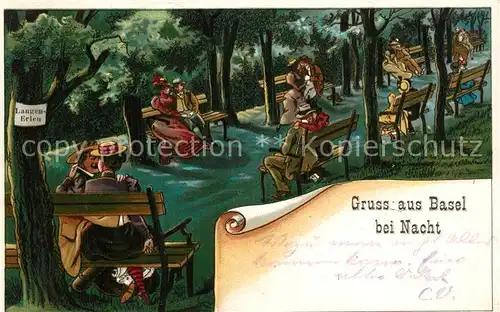 AK / Ansichtskarte Basel_BS Langen Erlen bei Nacht Basel_BS