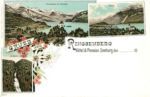 AK / Ansichtskarte Ringgenberg_Brienzersee mit Rothorn und Giessbach Ringgenberg Brienzersee