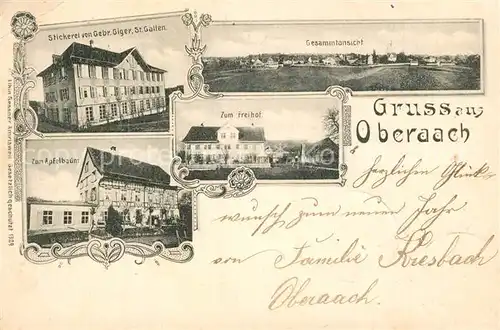 AK / Ansichtskarte Oberaach Stickerei St Gallen Panorama Zum Apfelbaum Zum Freihof Oberaach