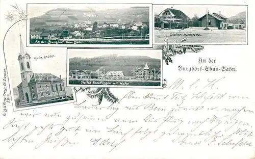 AK / Ansichtskarte Biglen Burgdorf Thun Bahn Station Hoechstetten Kirche Stalden Konolfingen mit Hotel Biglen