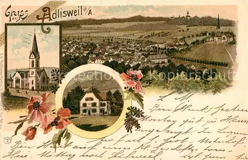 AK / Ansichtskarte Adliswil Panorama Kirche Gasthaus Adliswil