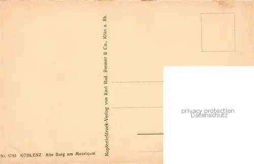 AK / Ansichtskarte Koblenz_Rhein Alte Burg am Moselquai Koblenz_Rhein