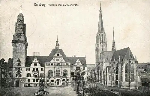 AK / Ansichtskarte Duisburg_Ruhr Rathaus mit Salvatorkirche Duisburg Ruhr
