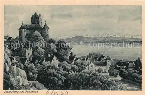 AK / Ansichtskarte Meersburg_Bodensee Burg See Alpen Meersburg Bodensee