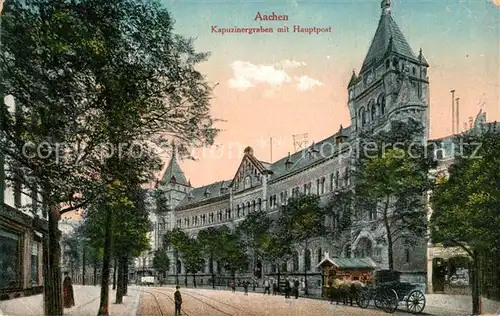 AK / Ansichtskarte Aachen Kapuzinergraben mit Hauptpost Pferdekutsche Aachen