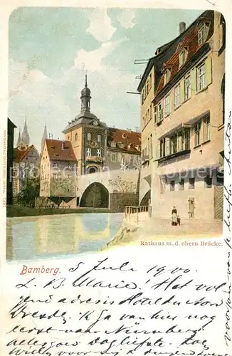 AK / Ansichtskarte Bamberg Rathaus mit der Obern Br?cke Bamberg